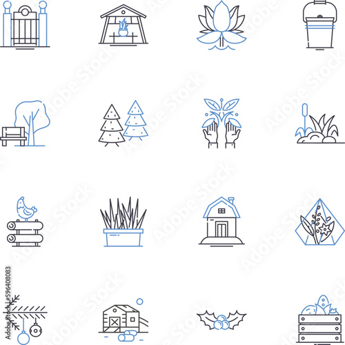 Irrigation line icons collection. Sprinklers, Drought, Rain, Irrigation, Watering, Sprays, Lawn vector and linear illustration. Garden,System,Plants outline signs set Generative AI