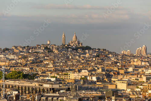 Panorama of Paris at sunset on Montmartre 
