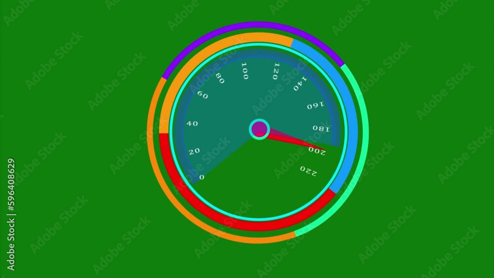 High Speed Animation Of Speedometer On Green Screen Background