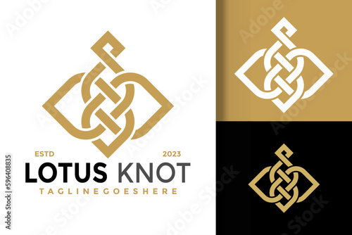 Luxury Lotus Knot Logo vector icon illustration