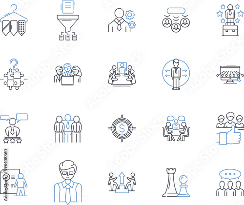 Realtime property management software line icons collection. Efficiency, Streamlined, Automation, Integration, Tracking, Organized, Accuracy vector and linear illustration. Generative AI