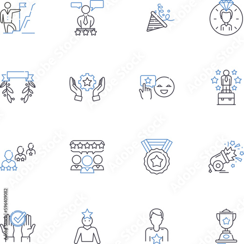 Remarkable victory line icons collection. Triumph, Conquest, Accomplishment, Success, Achievement, Win, Glory vector and linear illustration. Elation,Jubilation,Exultation outline signs Generative AI