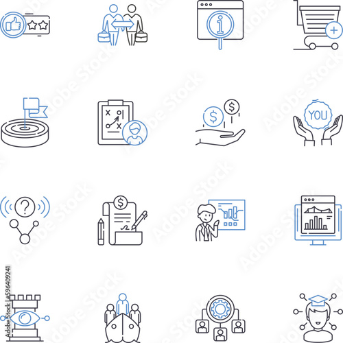 Plot and storyline line icons collection. Intrigue, Narrative, Twists, Climax, Suspense, Arc, Structure vector and linear illustration. Conflict,Tension,Denouement outline signs set Generative AI