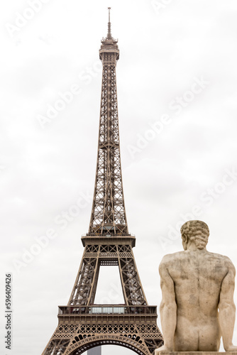 Eiffel tower in Paris and statue