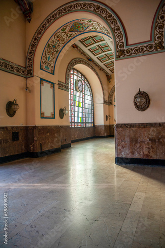 Interior architectural details of the historical Haydarpaa station from the Ottoman period in Istanbul photo