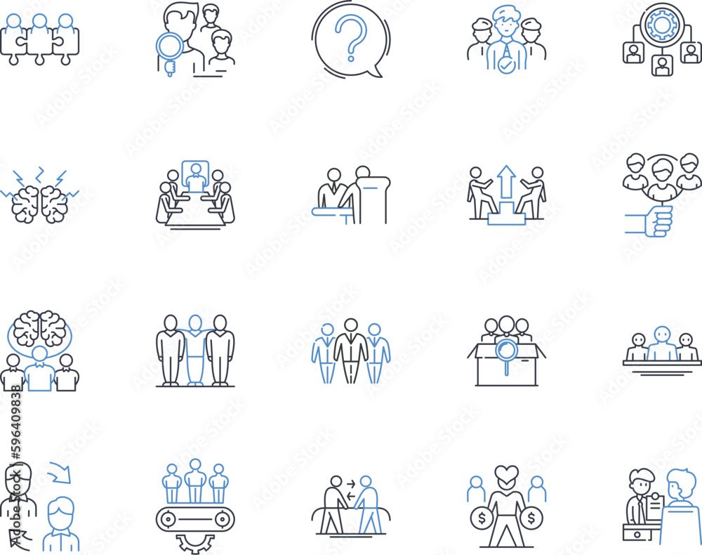 Partnership business line icons collection. Collaboration, Alliance, Nerking, Synergy, Cooperation, Joint venture, Teamwork vector and linear illustration. Unity,Joint Generative AI Partnership business line icons collection. Collaboration, Alliance, Nerking, Synergy, Cooperation, Joint venture, Teamwork vector and linear illustration. Unity,Joint Generative AI