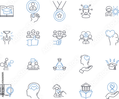 Staff researching line icons collection. Investigation, Analysis, Inquiry, Exploration, Examination, Probing, Scrutiny vector and linear illustration. Fact-finding,Surveying,Reviewing Generative AI