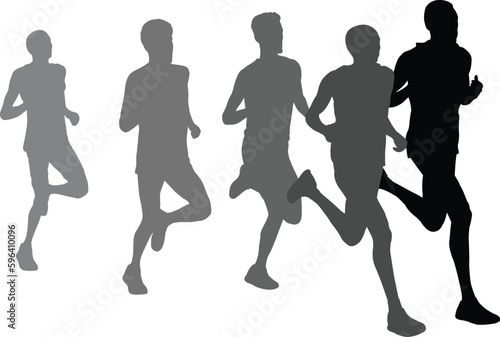 marathon runners running in group - artwork vector