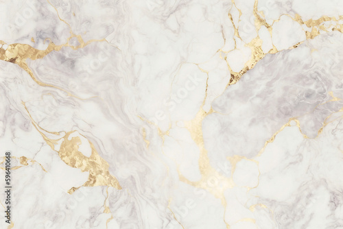White and gold marble texture. AI
