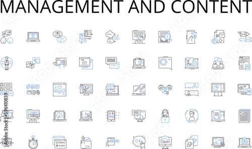 Management and content line icons collection. Employment , Occupation, Career, Workforce, Vocation, Labor, Profession vector and linear illustration. Jobseeker ,Staffing,Recruitment Generative AI