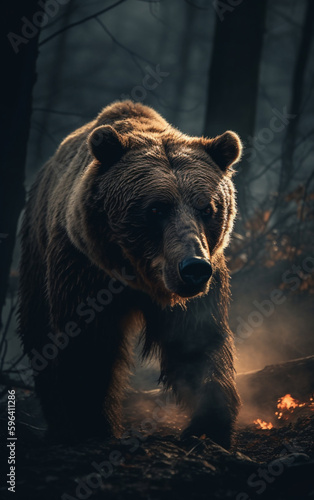 of a grizzly bear impressive surreal cinemati , Generative AI.