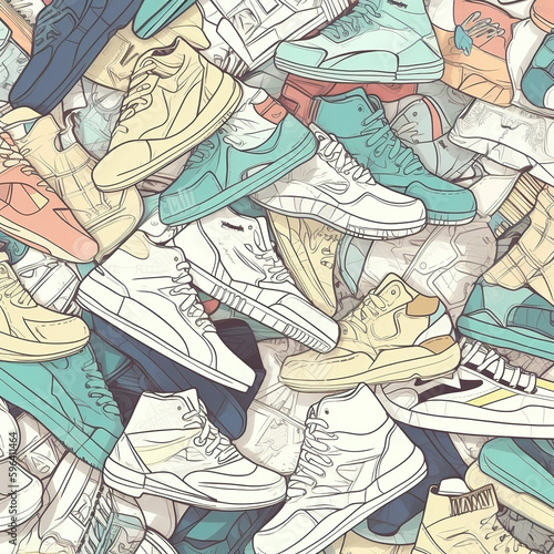 Sneakers Pattern Illustration For Sneakers Design. 