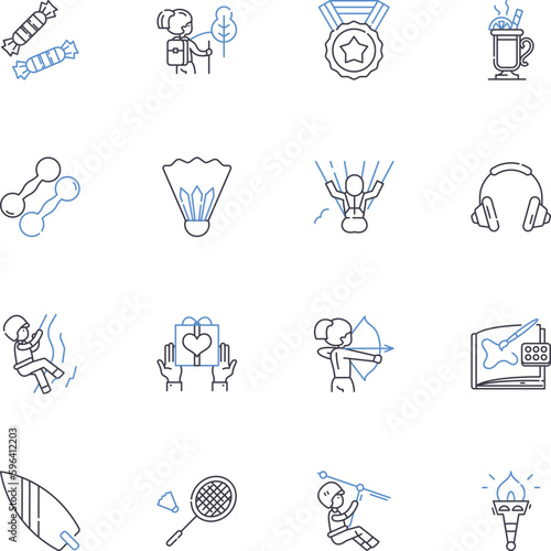 Socializing line icons collection. Mingling, Chatting, Nerking, Hangouts, Socials, Gatherings, Casuals vector and linear illustration. Parties,Meetups,Converse outline signs set Generative AI