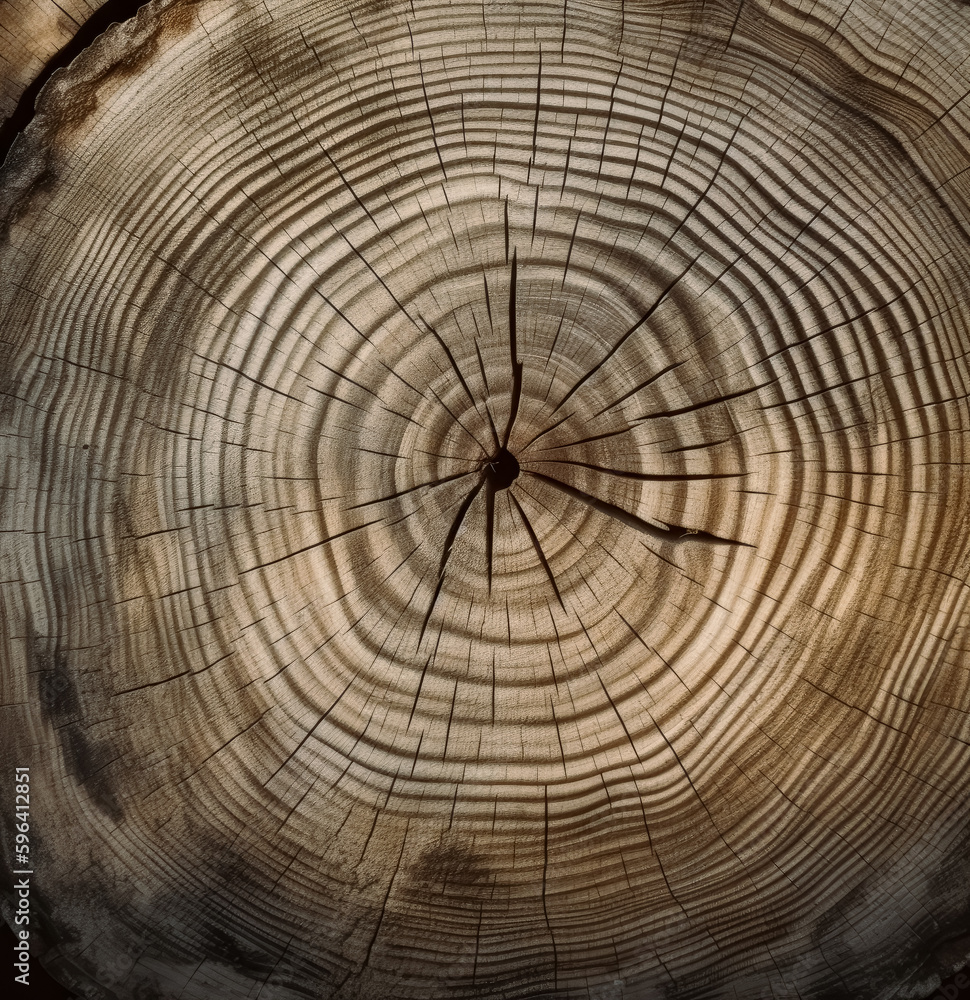 wooden tree trunk ring, circular tree trunk pattern. Generative Ai. wooden tree trunk ring, circular tree trunk pattern. Generative Ai.