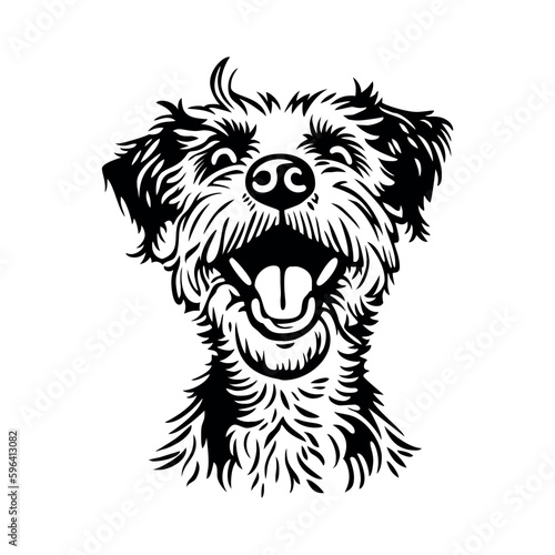 Portrait of a cheerful dog on a white background. Vector illustration.