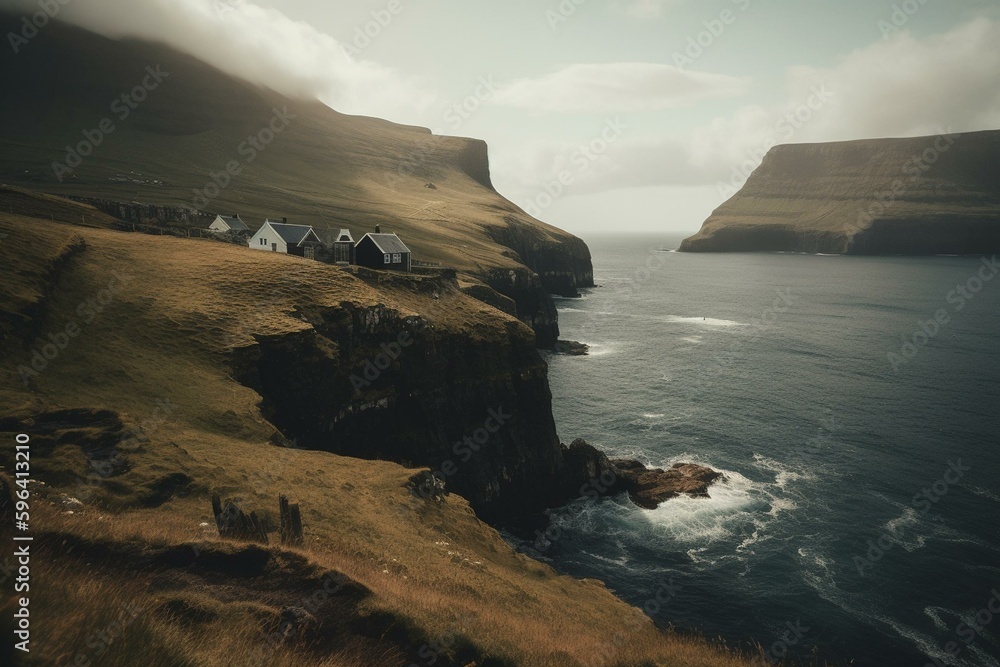 Scenic Faroe Islands landscape. Generative AI