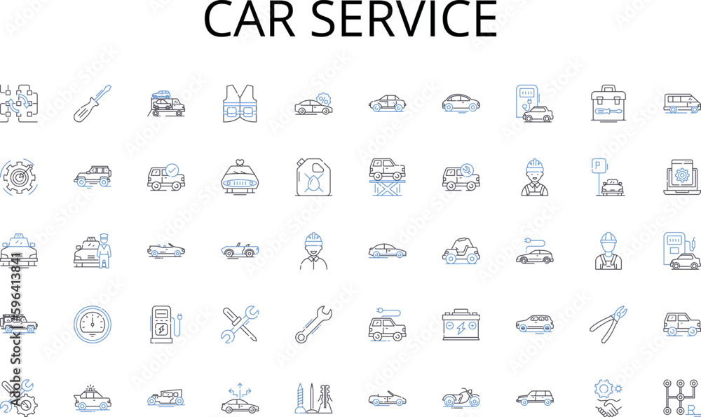 Car service line icons collection. Ritual, Etiquette, Protocol, Culture, Norms, Customs, Hierarchy vector and linear illustration. Formality,Corporate,Rules outline signs set Generative AI - obrazy, fototapety, plakaty 