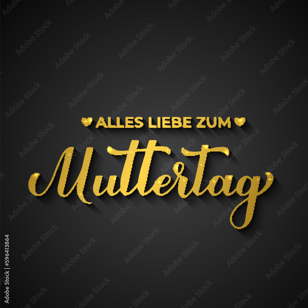 Zum Muttertag gold calligraphy. Happy Mothers Day in German. Vector template for typography poster, banner, invitation, etc.