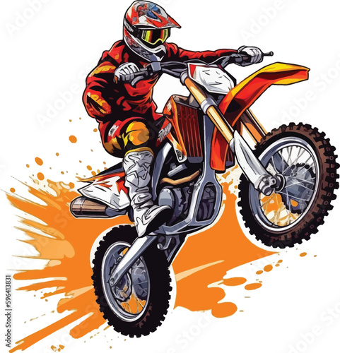 Vászonkép man ride motocross for t shirt design