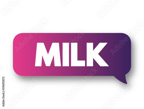 Milk is a white liquid food produced by the mammary glands of mammals, text concept background