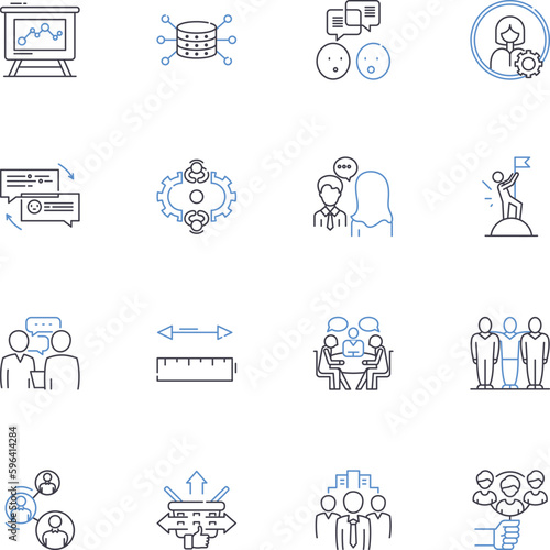 Kitchen staff line icons collection. Chef, Cook, Culinary, Sous chef, Pastry chef, Dishwasher, Prep cook vector and linear illustration. Line cook,Saucier,Baker outline signs set Generative AI photo