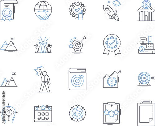 Commercial Plan line icons collection. Strategy, Profitability, Expansion, Revenue, Growth, Sales, Marketability vector and linear illustration. Financials,Analysis,Objectives outline Generative AI