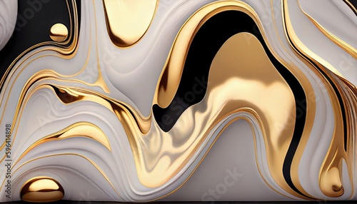 Refined Marble and Gold Wallpaper, Elegant Abstract Image with Opulent Textures and Luxurious Accents - Toon Shading. Generative AI