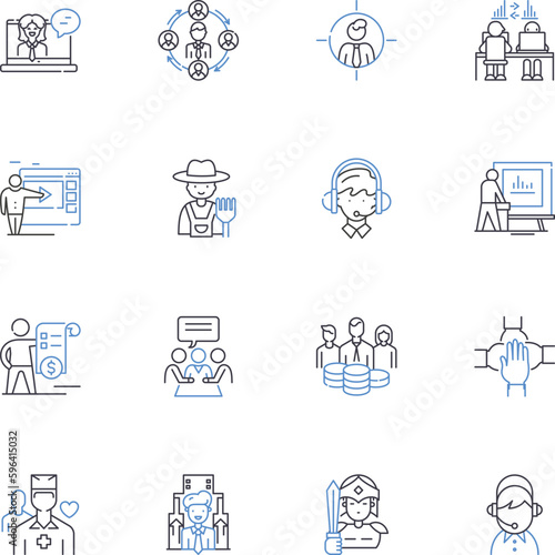 Outdoor patio line icons collection. Relaxation, Sunlight, Barbecue, Socializing, Entertaining, Sunbathing, Comfort vector and linear illustration. Grilling,Alfresco,Dining outline signs Generative AI