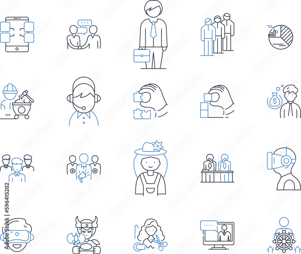 Educational pursuit line icons collection. Learning, Knowledge, Growth, Wisdom, Scholarship, Research, Studies vector and linear illustration. Practice,Training,Mastery outline signs set Generative AI