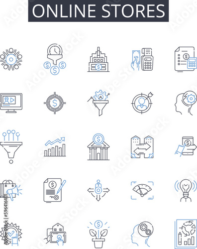 Online stores line icons collection. Atmosphere, Biosphere, Geosphere, Hydrosphere, Climate, Ecosystem, Weather vector and linear illustration. Biogeochemistry,Carbon,Oceanography Generative AI