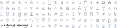 Saturdays and athletic activities line icons collection. Fitness, Exercise, Running, Football, Soccer, Basketball, Volleyball vector and linear illustration. Tennis,Swimming,Cycling Generative AI