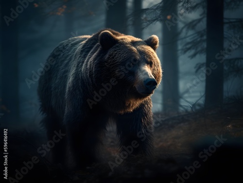 grizzly bear cinematic photoshot perfect for wallpaper HD, AI Generated