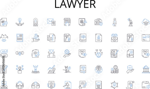 Lawyer line icons collection. Sustainable, Nature, Green, Wildlife, Adventure, Conservation, Responsible vector and linear illustration. Trekking,Explorer,Ecotourism outline signs set Generative AI