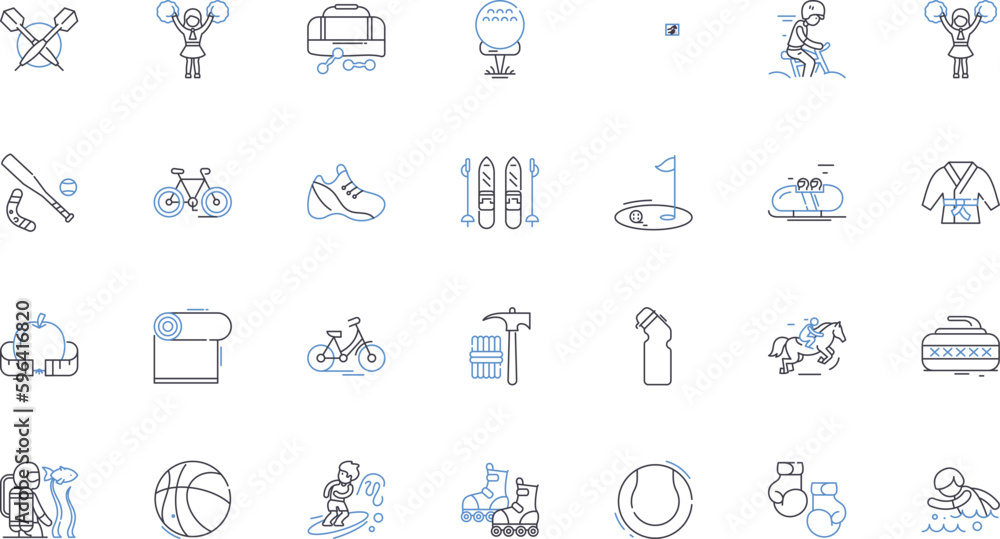 Physical challenges line icons collection. Disability, Paralysis, Amputation, Inclusion, Accessible, Adaptation, Wheelchair vector and linear illustration. Bravery,Resilience,Limitation Generative AI