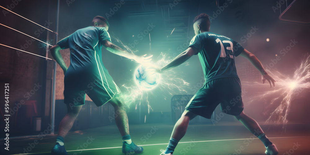 Two players engaged in a physical battle for position in  Generative AI