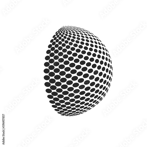 Halftone 3D globe. Abstract dotted circle. Round halftones geometric dots gradient. Texture template. Vector illustration isolated. © Yuliia