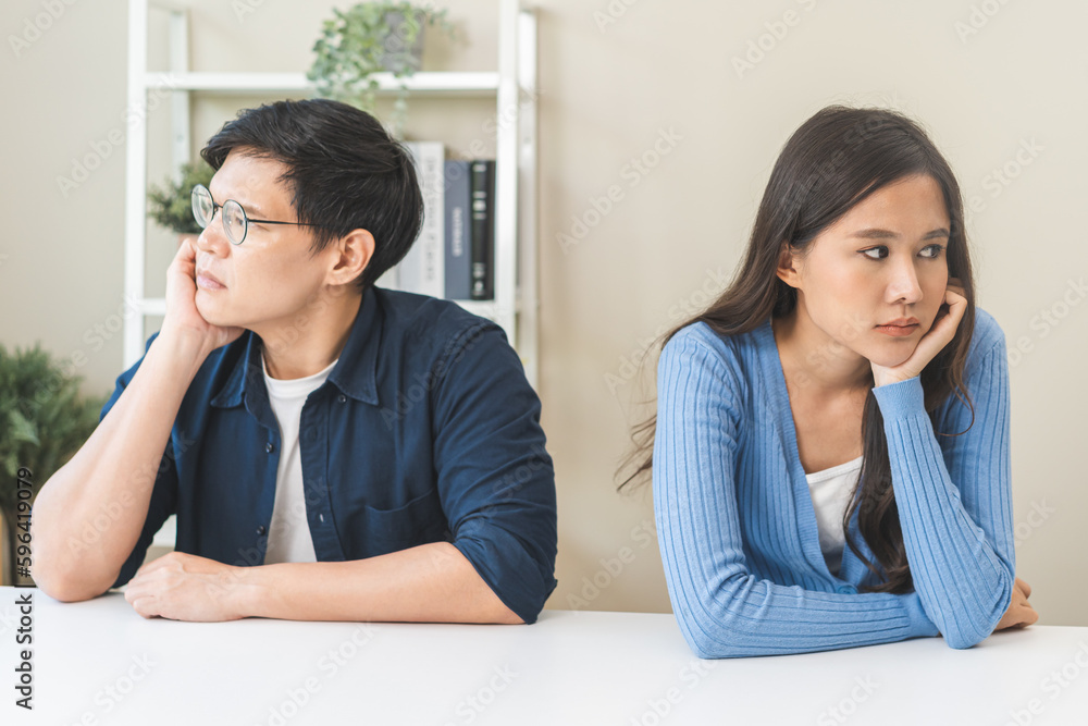 Breakup and depressed, asian young quarrel couple love fight relationship in trouble. Different people are emotion angry. Argue wife has expression, upset with husband. Problem of family people. Breakup and depressed, asian young quarrel couple love fight relationship in trouble. Different people are emotion angry. Argue wife has expression, upset with husband. Problem of family people.