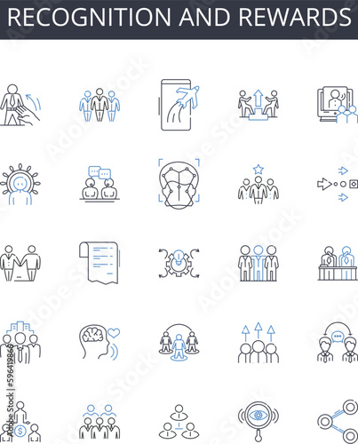 Recognition and rewards line icons collection. Appreciation, Acknowledgement, Incentive, Compensation, Bonus, Gratification, Tribute vector and linear illustration. Generative AI