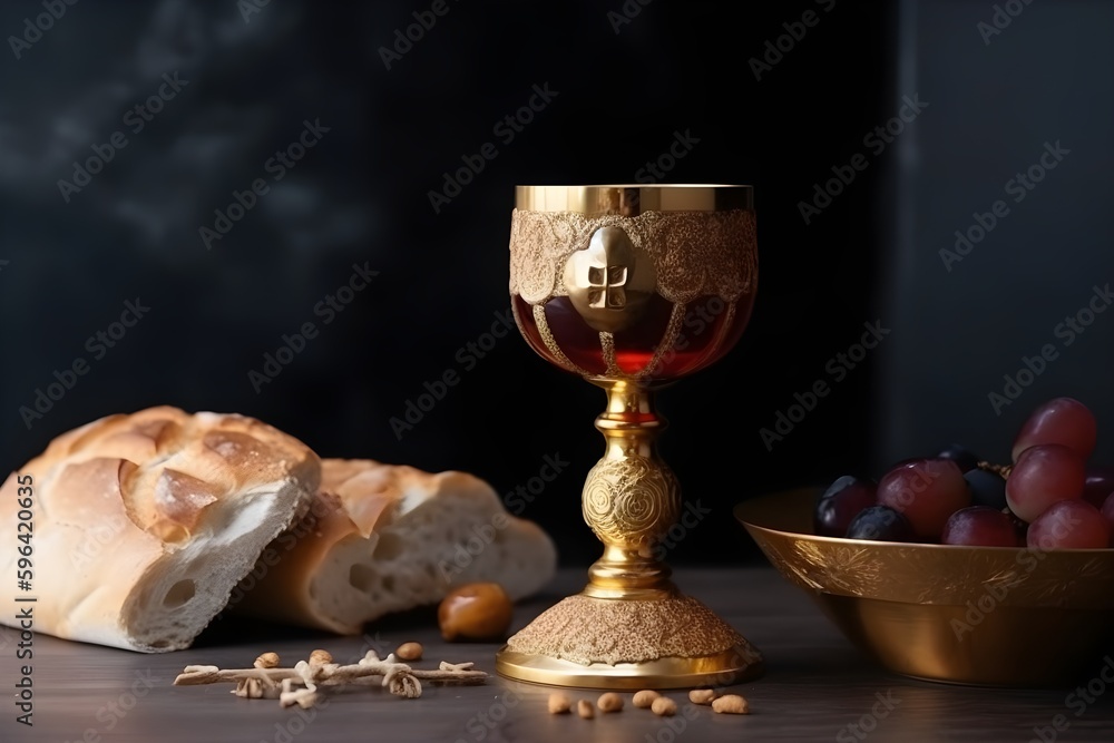 Wallpaper Illustration and background of wine and bread, holy eucharist