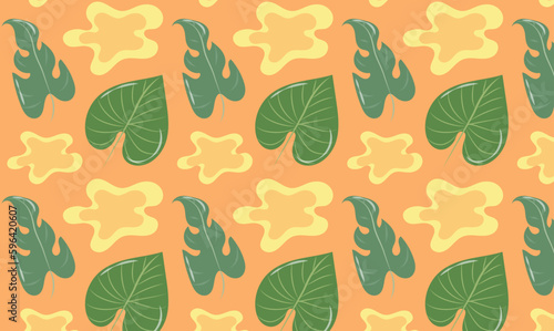 Tropical background with green leaves