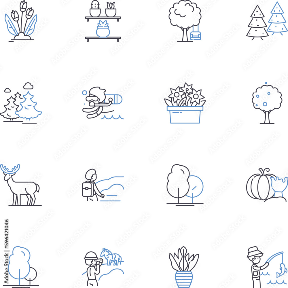 Naklejka premium Mother earth line icons collection. Gaia, Eco-friendly, Sustainability, Preservation, Natural, Organic, Conservation vector and linear illustration. Ecology,Biodiversity,Earthy outline Generative AI