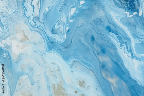 Blue marble abstract background. Decorative acrylic paint pouring rock marble texture. Horizontal Blue wavy abstract pattern, created with Generative AI