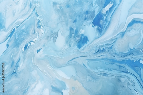 Blue marble abstract background. Decorative acrylic paint pouring rock marble texture. Horizontal Blue wavy abstract pattern, created with Generative AI