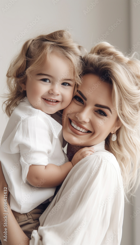 Single mom with her adorable young daughter, spending time together. Mom and daughter concept. Generative AI illustrations Single mom with her adorable young daughter, spending time together. Mom and daughter concept. Generative AI illustrations