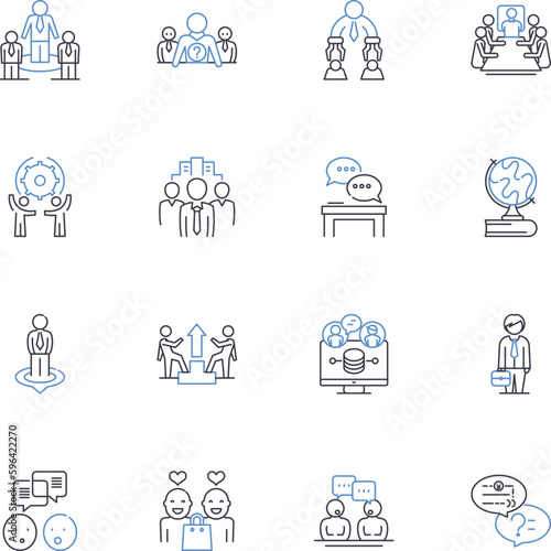 Online chat line icons collection. Messaging, Communication, Live, Texting, Conversation, Chatting, Instant vector and linear illustration. Internet,Web-based,Chitchat outline signs set Generative AI