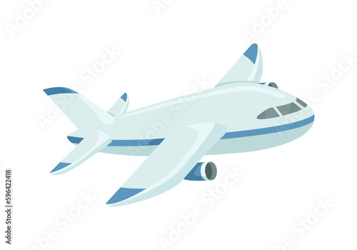 Airplane isolated on white background. Vector cartoon illustration. Flat icon.