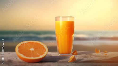 Orange juice. Illustration AI Generative.