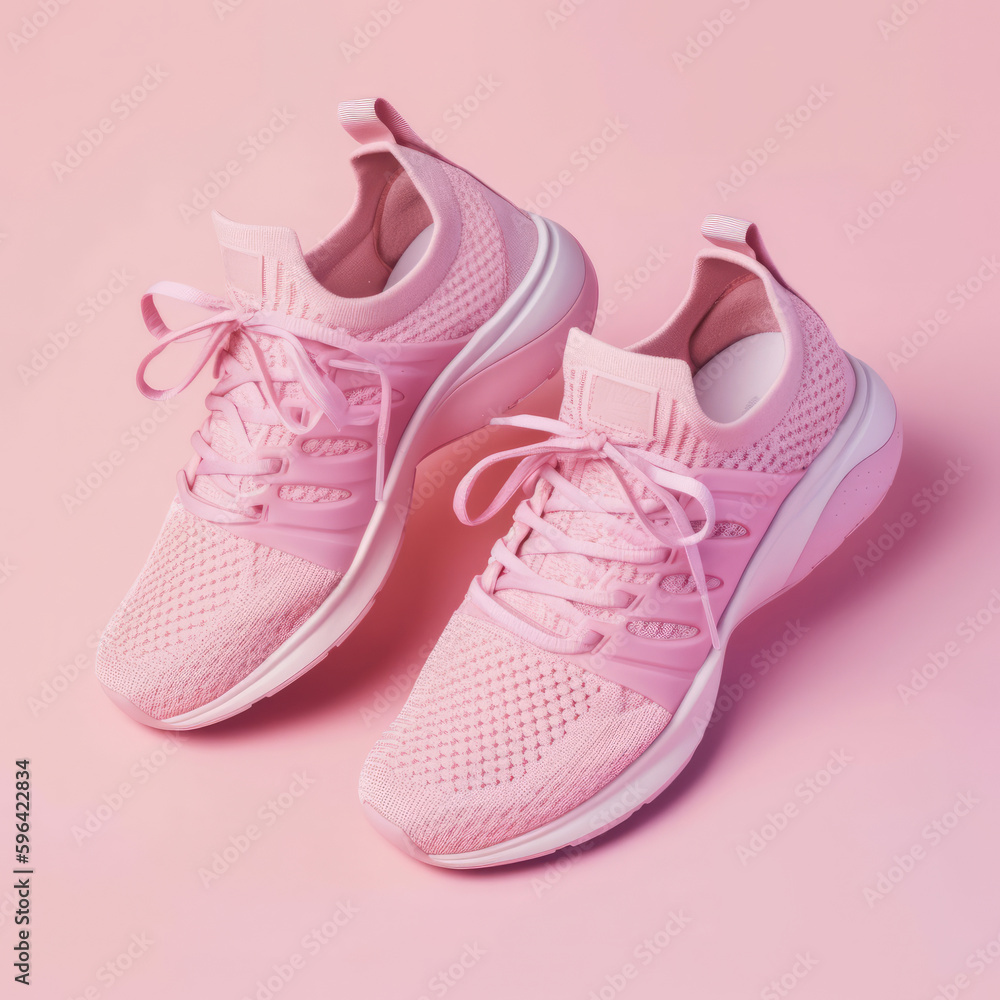 Pink running shoes. Illustration AI Generative.