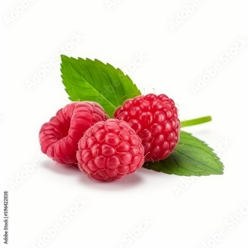 Fresh raspberry isolated. Illustration AI Generative.