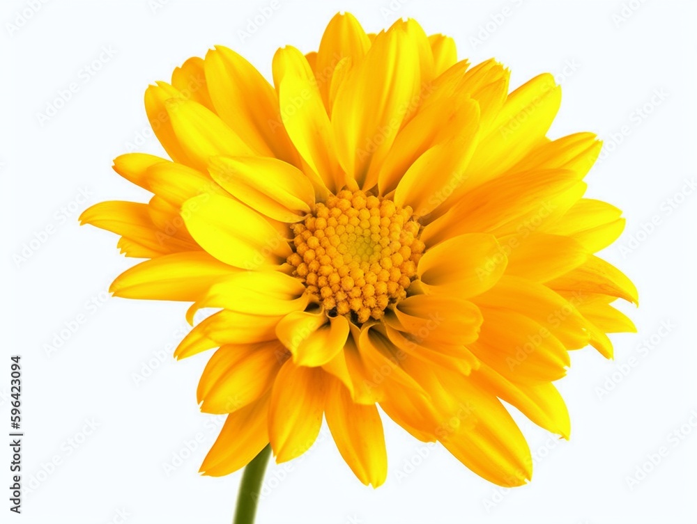 Yellow marigold flower isolated on white background.